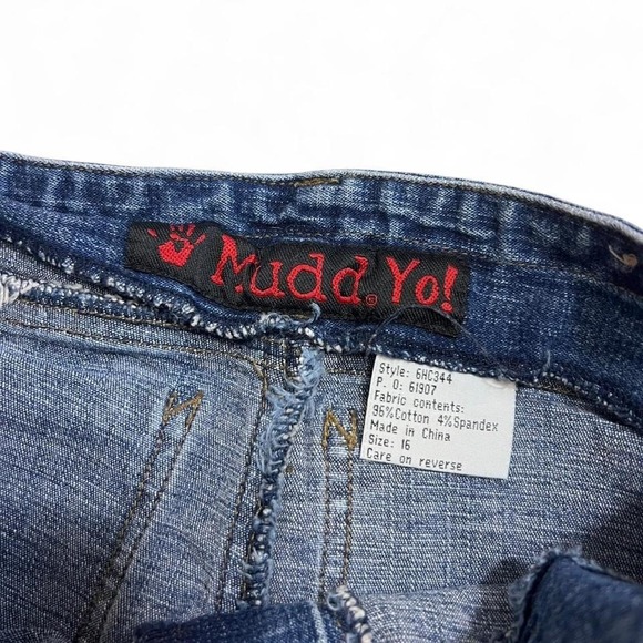 Vtg 00s Y2K Mudd Yo! Denim‎ Lace Up Capri Jeans Pedal Pushers Size XS Girls 16 - Picture 3 of 6